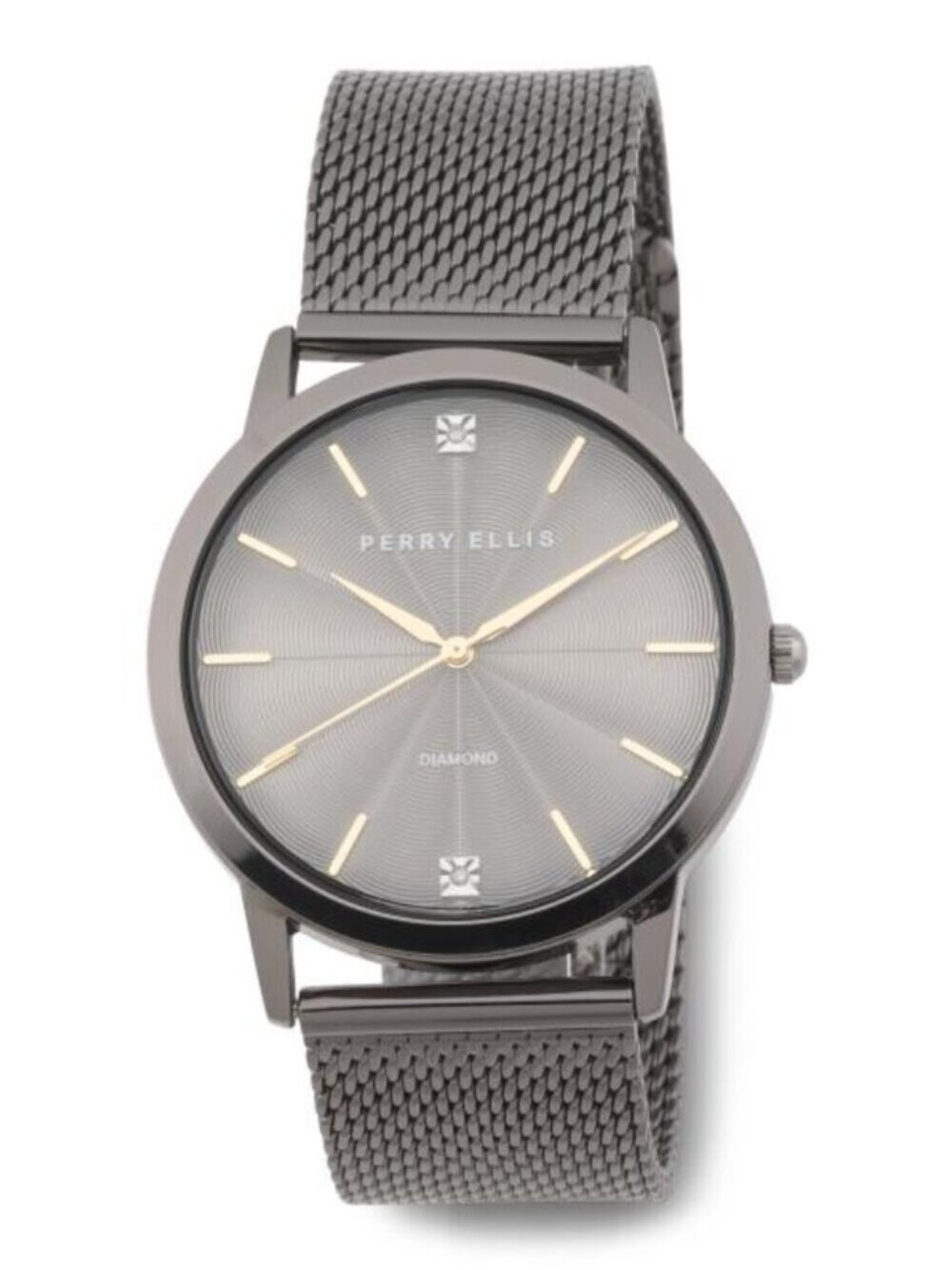PERRY ELLIS Men's Gunmetal Mesh Strap Watch